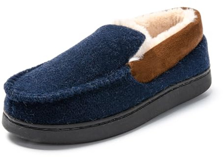 JOMIX Charentaises Homme Chaussons Homme Hiver Douce et Chaud pour Maison (Marine, 42)