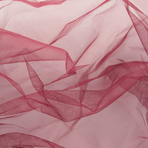TELA MALLA DE TUL INELÁSTICO COLOR LISO, ANCHO 150cm (BURDEOS, 3 METROS)