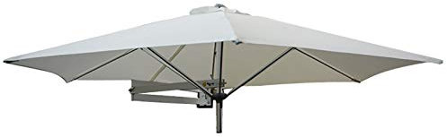 Sonnenschirm 2,2 m Wand-Sonnenschirm mit 8 Aluminiumrippen für Terrasse/Garten, kleiner runder hängender, faltbarer Sonnenschutz, UV-geschützte Terrassenschirme für den Außenbereich (Farbe: Weiß)