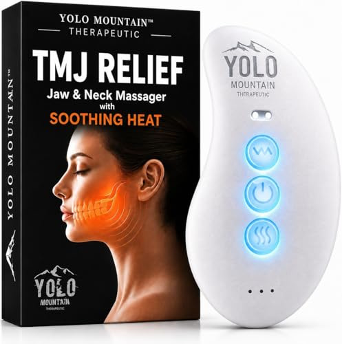 Yolo Mountain Therapeutic™ Premium TMJ Relief Massager – Heated Jaw & Neck Massager w/ 10 Precision Vibration Modes, Waterproof Electric Masseter Therapy Device for Jaw Pain, Tension & Bruxism Relief