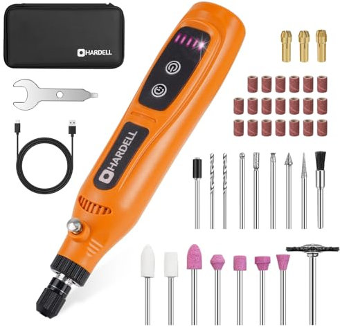 HARDELL Mini Cordless Rotary Tool 4V, 5-Speed Rotary Tools Kit with 43 Accessories, Type-C Charging Power Rotary Tool for Engraving, Sanding, Polishing, Drilling, Grinding, Small DIY Crafts