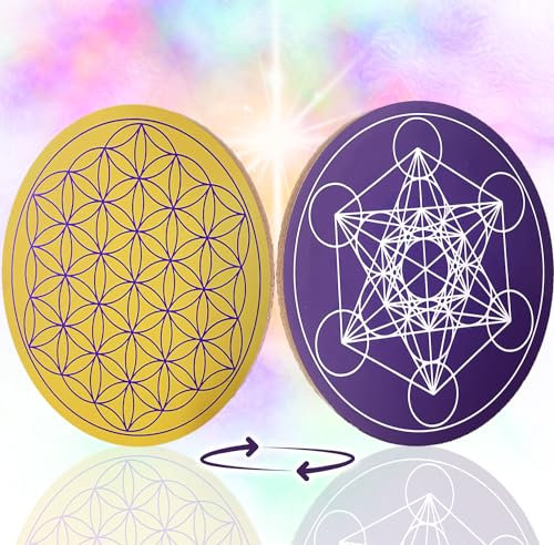 Fleur de Vie en Bois pour Recharger Les Pierres et Pendules Divinatoire & Cube de Metatron ⌀15CM - 100% Fabriqué en France