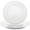 Happy Homewares Premium Set of 4 White Ceramic Dinner Plates with Elegant Thin Green Rim - Durable, Stylish Dinnerware for Modern Table Settings