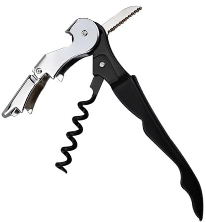 XPEX 1 Manciata Cavatappi vino Stappa bottiglie Apribottiglie vino Cavatappi Professionali Apribottiglie, Cavatappi da Sommelier, Coltello da sommelier, Cavatappi per Camerieri Apri Bottiglia (Nero)