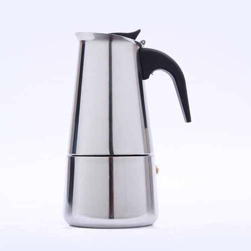 Crevyteg Cafetière Italienne Induction, Moka Pot 6 Tasses/300ML, Cafetière à Plaque à Induction en Inox pour Camping - Argent
