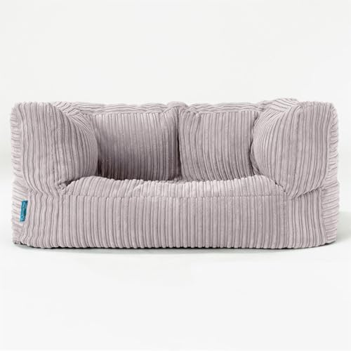 Lounge Pug Canapé Pouf pour Enfant en Velours Côtelé - Canapé Confortable pour Filles et Garçons - Gris Argent