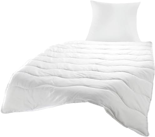 Bettdecke 135x200 und Kopfkissen Set Bettenset Bettwarenset 80x80 Steppbettdecke 135x200 Ganzjahresdecke - 60° waschbar Schlafdecke Duvet Zudecke (1x 135x200 cm + 1x 80x80 cm Standard)