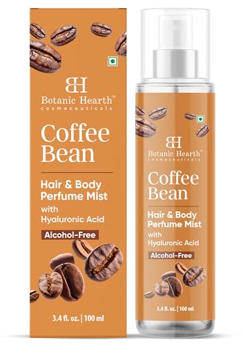 Botanic Hearth Coffee Bean Hair & Body Perfume Mist with Hyaluronic Acid – Alcohol-Free Body Spray for Long Lasting Fragrance & Hydration – Refreshing Coffee Scent, 3.4 fl oz / 100 ml