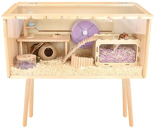 Meerschweinchenkäfig Acryl Hamsterkäfig Frettchenkäfig Kleintier-Lebensraum mit Ständer und Spielzeug - Geräumige transparente Zuchtbox für Haustiere