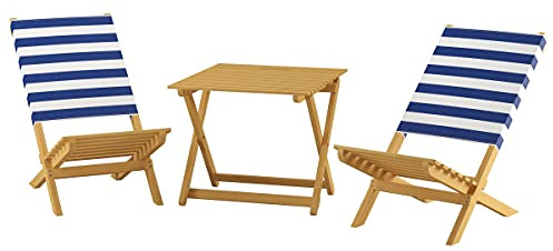 Erst-Holz Sei Varianti Solida seggiolina Anche x Adulti in Faggio Chiaro e Tessuto Bianco-Blu V-10-351