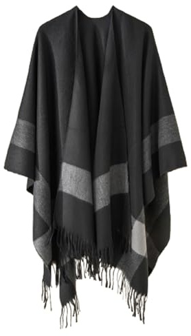 Foweknow Poncho da uomo in pile invernale caldo sciarpa in pile spesso mantello autunno inverno termico capes wrap Fashion Colour Block Wrap Open Front donna giacca invernale comoda semplice cardigan