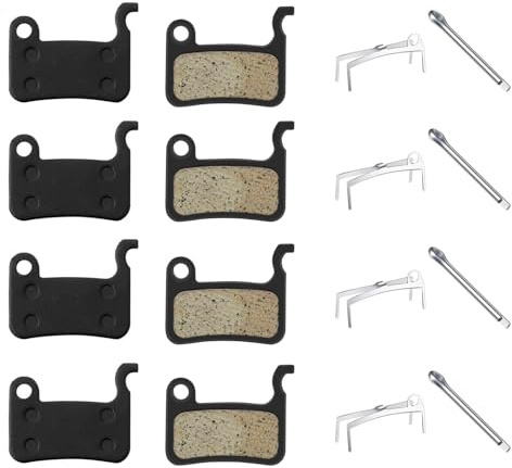4 Pairs Bike Brake Pads Compatible with Shimano Deore XT SLX Hone Alfine Saint LX XTR M975 M966 M965 M596 M595 Resin Disc Brake Replacement Pads for MTB Mountain Bicycle Cycling Brakes Quiet Durable