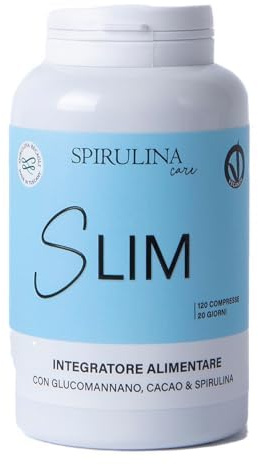 SPIRULINA BECAGLI - SLIM Integratore Alimentare a Base di Glucomannano con Spirulina, Cacao e Cromo, Formula in Compresse, 120 Compresse da 1,2 g