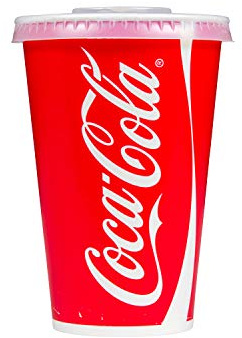 Thali Outlet - 500 x 12oz 300ml Coke Design Paper Cups & Slot Lids for Fast Food Restaurants Parties Events - Cold Drinks