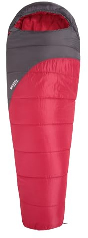 Mountain Warehouse Summit 300 Sleeping Bag - 3/4 Season, Insulated Mummy Shaped Bag - Best for Spring Summer, Camping, Trekking Dark Red Right Handed Zip - Regular length (200cm)
