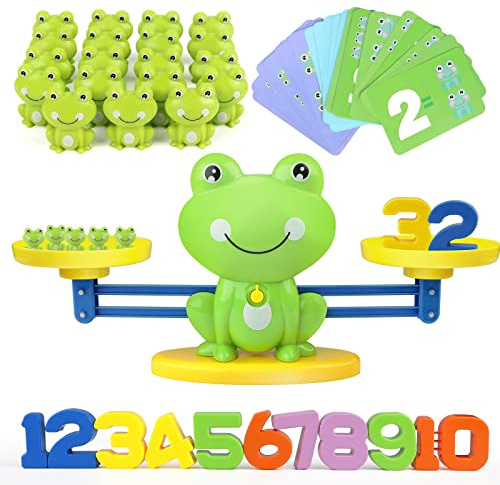 GILOBABY Frog Balance Maths Game for Kids Ages 3-5, Educational STEM Toy with Numbers & Cards, Counting, Balancing Learning Game for Preschool Boys & Girls