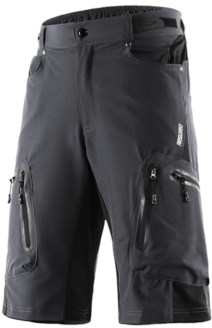 ARSUXEO Cykelshorts för män lös passform MTB-shorts vattentåliga utomhussportbotten med 7 fickor
