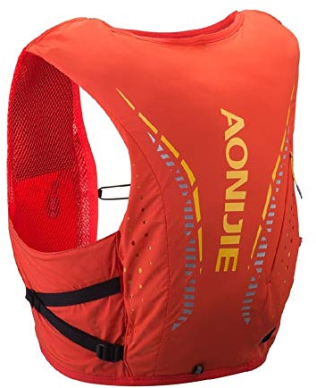 AONIJIE Dryckesryggsäck ryggsäck lätt ventilerande 12 l utomhus spår marathoner springa hjulrennare race drickväst (röd, S/M)