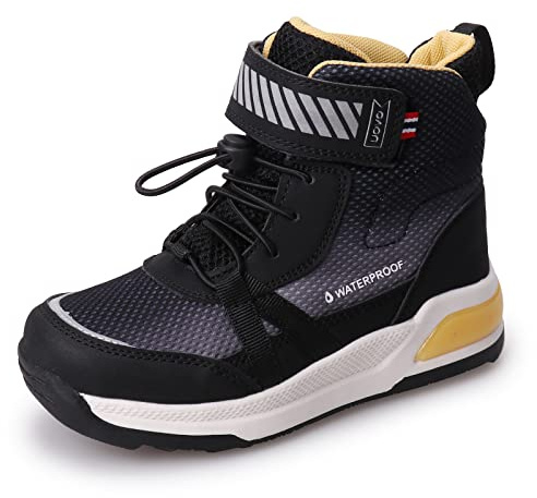 UOVO Boys Waterproof Winter Boots Mid-Calf Non-Slip Hiking Boots Kids Walking Shoes Black Size 12.5K(31EU) Little Kids