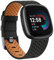 Wanme Armband für Fitbit Versa 4 / Sense 2 - Weiches Leder Ersatzarmband für Damen und Herren, Wasserdichtes Sport Uhrenarmband, Groß Schwarz