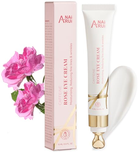 ANAiRUi Rose Under Eye Cream, Anti-Ageing Augencreme mit Koffein, feuchtigkeitsspendende, belebende Augenringe Behandlung für die Verringerung der Schwellungen, Tränensäcke, feine Linie 0.5 FL OZ