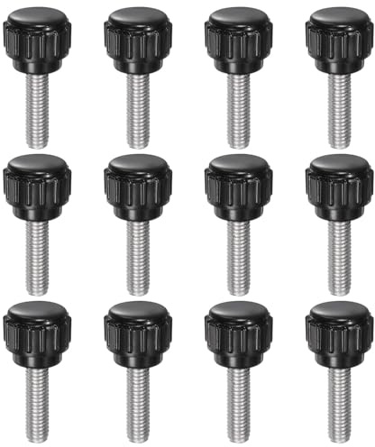 QUARKZMAN 12 stycken räfflade skruvar med gänga M5 x 20 mm x 14 mm rund huvudskruv rostfritt stål 304 runda handtagsbultar klämknappar 14 mm handknappar tumskruvar spännskruv för industri maskin