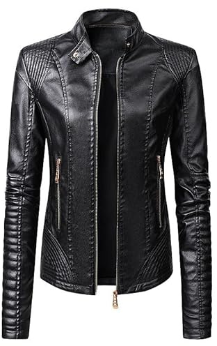 Giacca in pelle a maniche lunghe da donna Giacca in pelle da moto Giacca in pelle PU Giacca da donna alla Cappotto Donna Invernale Biker Donna Giacca Pelle