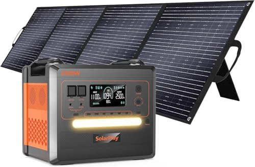 SOLARPLAY Portable Power Station 2500W,(4800W Pico de Potencia)2300Wh Generador Solar con Batería LiFePO4,12 Puertos,para Camping,Autocaravana,RV,Viajes,Emergencia por Fallo de (2500W+200Wparts)