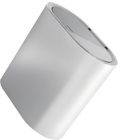 TINEASUR Papelera Tapa De 8l, Cubo De Basura De Cocina Gris y Blanco, Material Pp Resistente, Diseño De Tapa a Presión, Portátil Para Baño y Dormitorio, Adecuado Para Espacios Estrechos