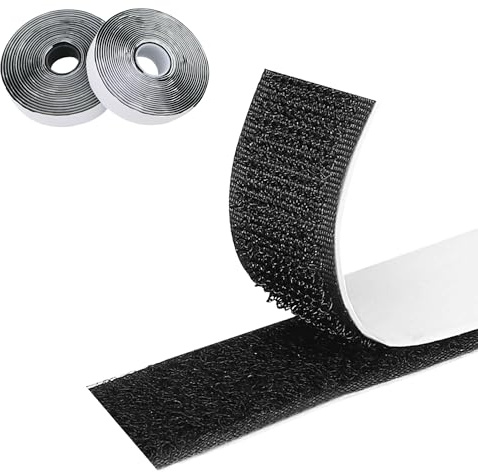 BestoU Feltro Adesivo Forte Autoadesivo Nastro a Strappo Biadesivo 10m 20mm Autoadesivo Feltro Hook Loop Autoadesivo Stretch Adesivo per Tessuti Zanzariere Pareti Portafoto Nero