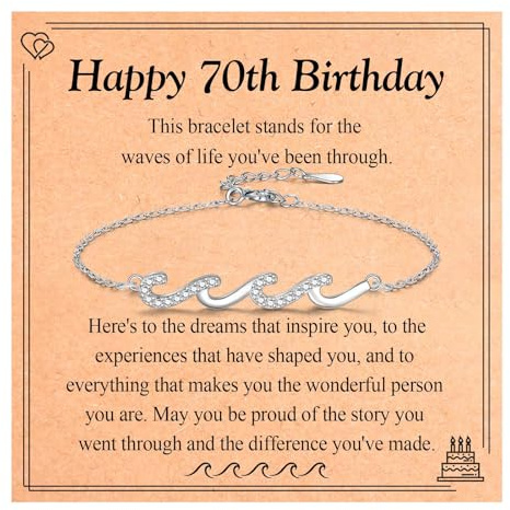 EYQV 70th Birthday Gifts for Women, Wave Charm Bracelet, 70th Birthday Gifts for Friend Mum Grandma Sister