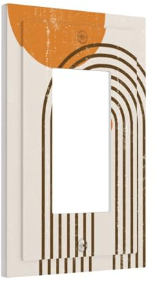 Xuejiaku Outlet Covers Mid Century Boho Sun Abstract Modern 1 Gang Single Rocker Light Switch Cover Plate Decorative GFCI Wallplates Electrical Socket Cover for Bathroom Bedroom Decor