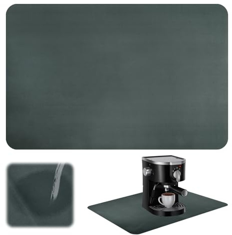 Unterlage Kaffeemaschine, 50 × 60 cm Geschirr Abtropfmatte, Rutschfest, Schnelltrocknend, Kaffeematte, Abtropfmatte Kaffeemaschine, Saugstarke, Dish Drying Mat für Küche, Bars, Cafés (Dunkelgrau)