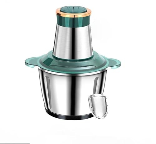 Tritacarne elettrico 250 W - Ciotola in acciaio inox 2L con lame doppio acciaio inossidabile | 2 velocità per carne, noci e verdure, facile da pulire (verde)
