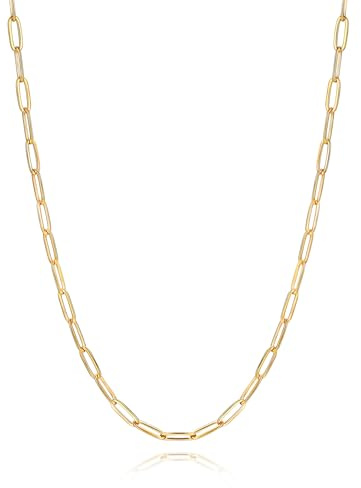 U7 collar de Cadena Acero Inoxidable Mujer Dorado, 3,4mm de Ancho, 61 + 5cm de Longitud, Collar de Clip Ajustable Minimalista Hipoalergénico con Caja de Regalo