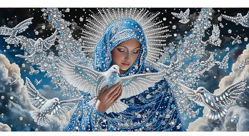 Bimkole 5D Särskilda Formulär Stor Diamond Paintinger För Vuxna Kvinna, Full Borrmålning Strass Broderi Set Färg Med Diamanter Kit Duva Korsstygn Hem Vägg Hantverk Dekoration 30x60 cm