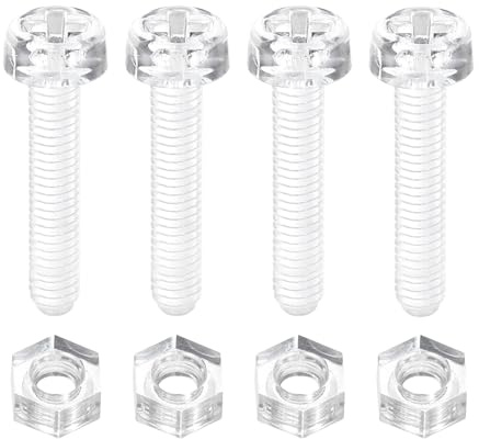 QUARKZMAN 100 Juego de Tornillos y Tuercas de Acrílico Transparente, M3 x 15mm Tornillos Phillips de Cabeza Redonda Transparentes con Tuerca Hexagonal, para Máquinas Equipo Electrónico