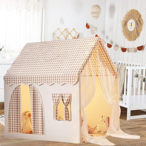 Tienda de Campaña Infantil, Tienda de Princesa, Tienda de campaña para niños con Nubes, Mariposas, Casa de Juegos para Interiores y Exteriores, Casitas Infantiles Jardin para Niños 3 a 7 años