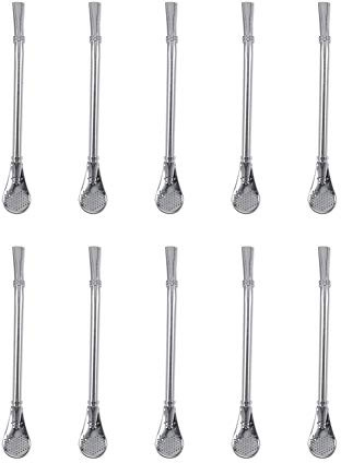 Pailles À Boisson 10PCS Yerba Mate Cuillère Filtrée en Acier Inoxydable Potable pour Thé Café Repas