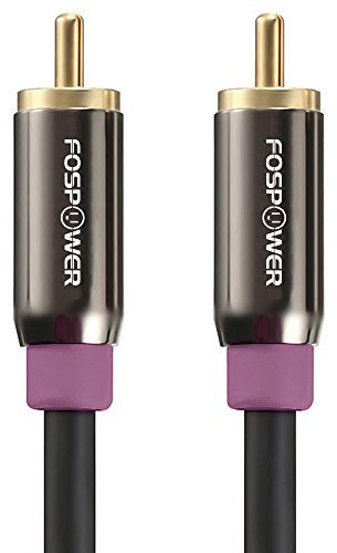FosPower Subwoofer Cable (25 FT) RCA to RCA Audio Stereo Cable, Male to Male - Dual Shielded Cord | 24K Gold Plated Connector | Corrosion Resistant | Clean Sounding Signal