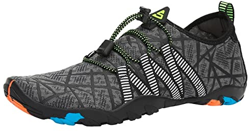 SAGUARO Scarpe da Sport Acquatici Uomo Donna Scarpette Scoglio Traspiranti Leggere Scarpe da Immersione per Piscina Spiaggia Canottaggio Mare Fiume Surf Vela Acqua Cycling, Grigio Fossile, 35 EU