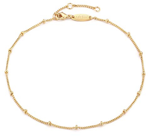 MEVECCO Anklet for Women Gold Satellite Chain 14K Gold Plated Dainty Boho Beach Summer Simple Foot Jewelry Ankle Bracelet