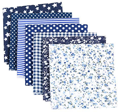 Asudaro 7Stück 25x25 cm Baumwollstoff Meterware Stoffpaket für Patchwork DIY Stoffe zum Nähen Stoff Paket Stoffreste Nähstoffe zum nähen Puppenkleider Ärmel Haarband Handwerk Marine