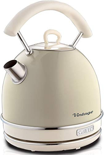 Ariete 2877/03 Retro Style Cordless Dome Kettle, Removable and Washable Filter, 1.7 Litre Capacity, 360 ° Rotating Base, Visible Water Level, Vintage Design, Beige