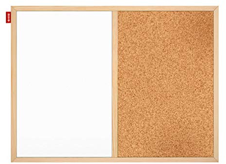 memobe Duecork - MTD060040.23.01.01 - Tableau magnétique combiné et tableau d'affichage Duo - En acier laqué et liège - Avec cadre en bois de pin - Accessoires de montage inclus - Montage horizontal