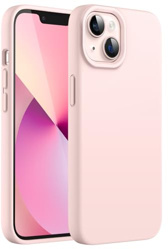 JETech Silikon Hülle für iPhone 13 6,1 Zoll, Ganzkörperschutz handyhülle mit Seidig-Weicher Berühren, Stoßfeste Hülle mit Mikrofaser-Futter (Rosa)