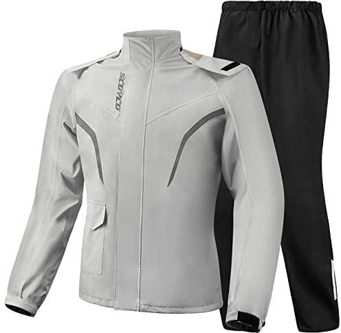 Scoyco Traje de lluvia de motocicleta reflectante chaqueta y pantalones de lluvia de trabajo para hombre y mujer todos los deportes granja pesca motociclismo