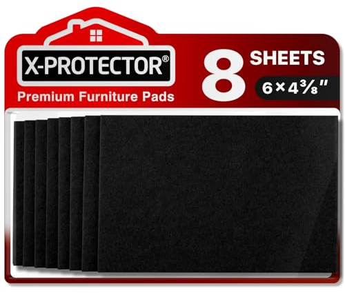 X-Protector Filzgleiter 8 Stück 15 x 11cm - Prämie Möbelgleiter Schwarz - Filz Selbstklebend