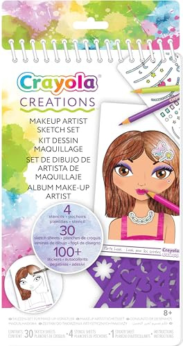CRAYOLA Creations - Album Make-Up Artist, per Disegnare Trucco e Acconciature alla moda, con Stencil e Stickers, Attività Creativa e Regalo, da 8 anni, 04-1055