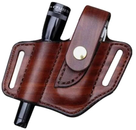 Retro EDC Survival Tool Pocket PU Leather Carrying Tactical Tool Set Lighter Flashlight Set Knife Set EDC Leather Pocket Pouch,Leather Tool Sheath for Lighter Flashlight Pliers Multi-functional/971